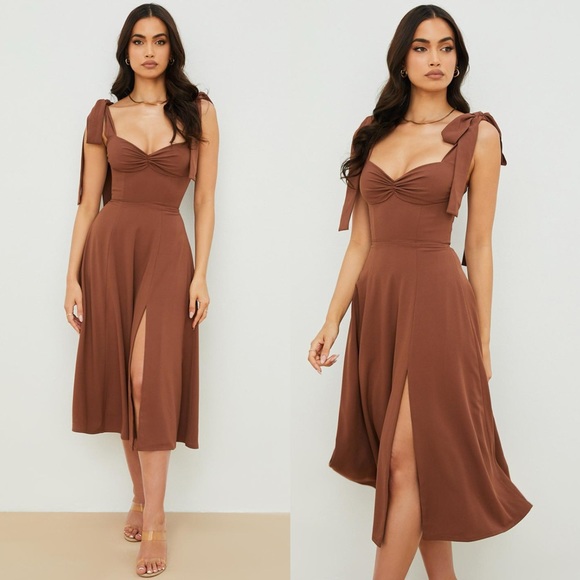 HOUSE OF CB 'Alicia' Cocoa Midi Sundress - Picture 3 of 13